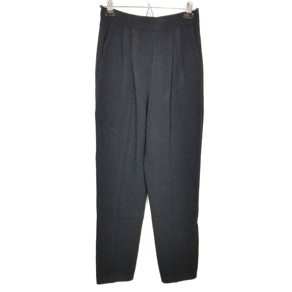 St John Women Santana Knit Crop Pull On Pants Sz 2 Black Casual Preppy Classic